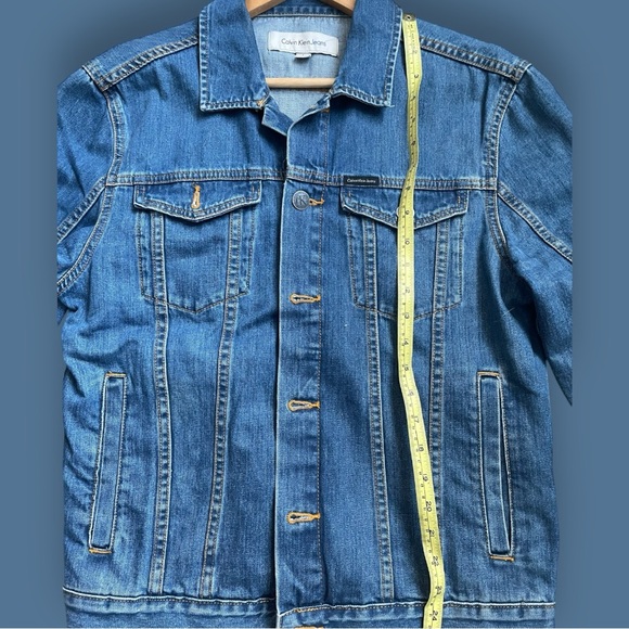 Calvin Klein Jeans Denim Jacket with handmade Skull Punch Needle Patch. - Picture 5 of 6